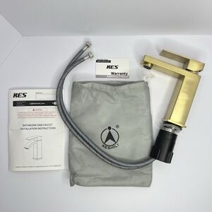 KES Brushed Gold Bathroom Faucet Single Hole Modern Vanity Faucet Single Handle